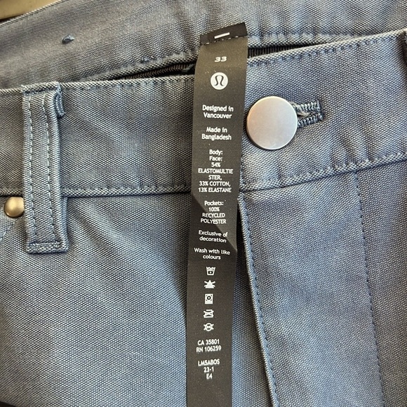 Lululemon Warpstreme ABC Relaxed-Fit 5 Pocket Pant True Blue SZ 33 New - Picture 9 of 13
